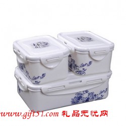 青花樂(lè)扣密封盒 可定制LOGO