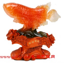 招財(cái)金龍魚 樹脂仿玉擺件 開業(yè)禮品
