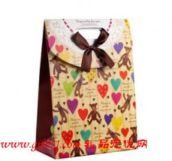 禮品包裝袋 愛(ài)心熊手提禮品袋 中號(hào)