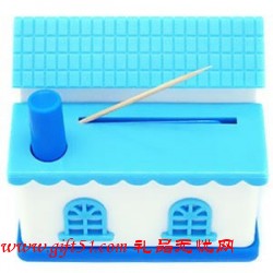 煙囪小屋手按自動牙簽盒 新奇趣味禮品