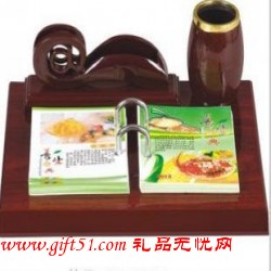 帶筆筒名片盒紅木臺歷定制