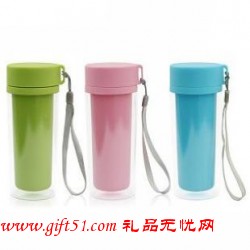 雙層塑料水杯,帶蓋防漏水杯定制