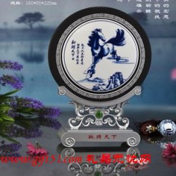 炭雕馳騁天下圓盤定做 會(huì)議紀(jì)念禮品