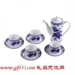 青花瓷富貴祥和茶具定制 商務(wù)禮品