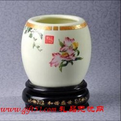 紅運(yùn)芍藥旋轉(zhuǎn)筆筒定制