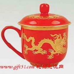 紅瓷老板杯/中國(guó)龍紅瓷杯