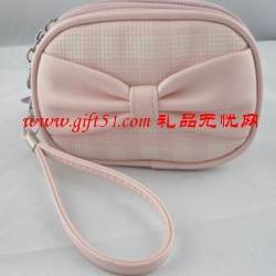 粉色格子蝴蝶結(jié)零錢包|存錢包|硬幣包定制