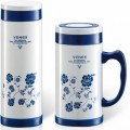 國(guó)粹青花骨瓷辦公保溫杯定制