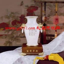 富貴白玉瓶擺件定做,廣州富貴瓶定制