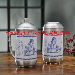 偉人風(fēng)采茶具 青花純錫茶具兩件套