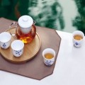 雨荷茶具套裝,白瓷青花茶具套裝定制