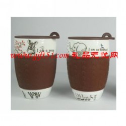 圓鼓形烤花陶瓷動(dòng)物杯