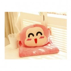 可愛猴子午休枕空調毯兩用毯