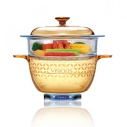 美國(guó)康寧 VISIONS晶彩透明鍋四葉草花色蒸格套裝