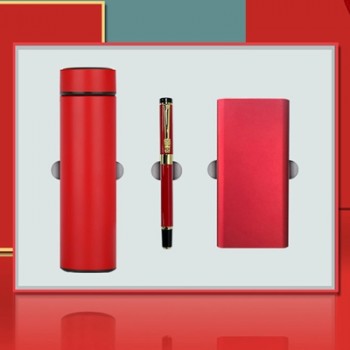數(shù)顯保溫杯+龍頭簽字筆+移動電源商務套裝